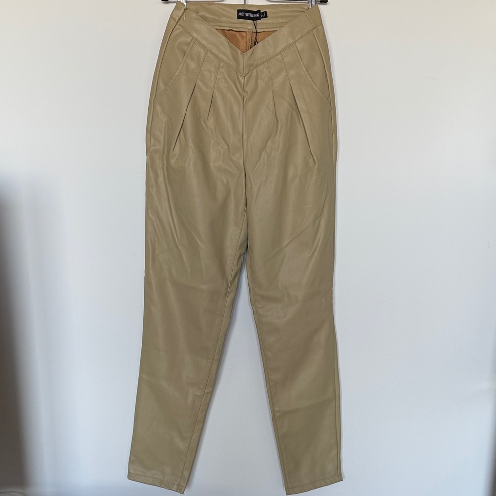 PrettyLittleThing Tan High-Waisted Trousers